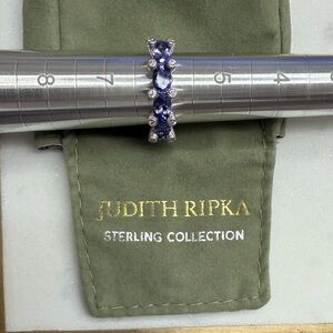 Judith Ripka Sterling Silver 5-Stone Oval Tanzanite size 6 Ring